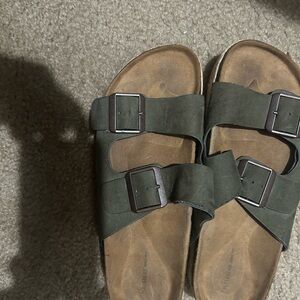 Birkenstock Green Double Strap platform Sandals